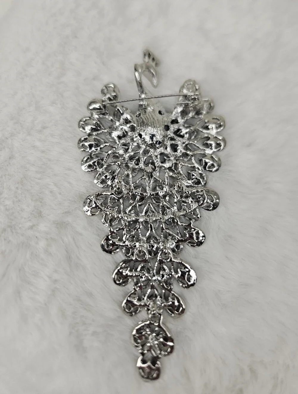 Vintage Style Blue Crystal Peacock Brooch Pendant - Picture 4 of 7